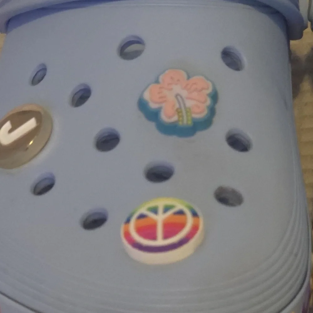 CROCS Kids' Light Blue Floral Slippers